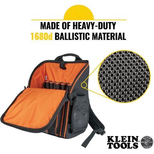  [아마존베스트]Klein Tools 55482 Tool Bag Backpack, Heavy Duty Tradesman Pro Tool Organizer with 21 Pockets and Large Interior, Water Resistant