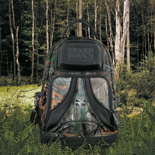  [아마존베스트]Klein Tools 55421BP14CAMO Tool Bag Backpack, Heavy Duty Tradesman Pro Tool Organizer / Tool Carrier has 39 Pockets, Molded Base, Camo Design