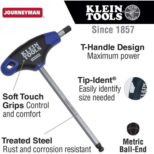  [아마존베스트]Klein Tools JTH610EB Hex Key Kit with Stand, Ball End T-Handle, 6-Inch SAE, 10-Piece