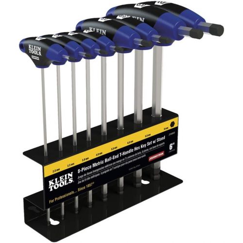  [아마존베스트]Klein Tools JTH610EB Hex Key Kit with Stand, Ball End T-Handle, 6-Inch SAE, 10-Piece