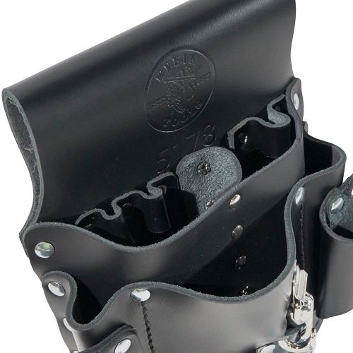 [아마존베스트]Klein Tools 5178 Pocket Tool Pouch, Leather, Tunnel Loop Belt Connection, Black