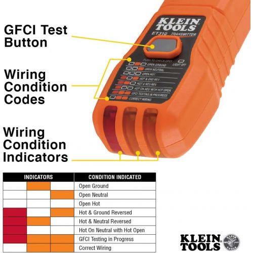  [아마존베스트]Klein Tools Digital Circuit Breaker Finder with GFCI Outlet Tester ET310 & Tools RT310 AFCI and GFCI Outlet and Device Tester for North American AC Electrical Outlet Receptacles