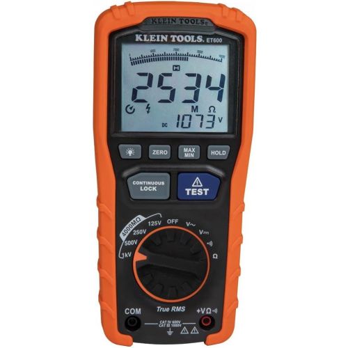  [아마존베스트]Klein Tools ET600 Megohmmeter, Insulation Resistance Tester Multimeter, 4000 Megohm Resistance, 125V/250V/500V/1000V Test Voltage