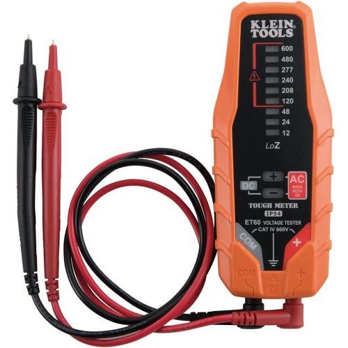  [아마존베스트]Klein Tools ET60 Voltage Meter, AC Voltage and DC Voltage Tester, Digital Multimeter Does Not Require Batteries