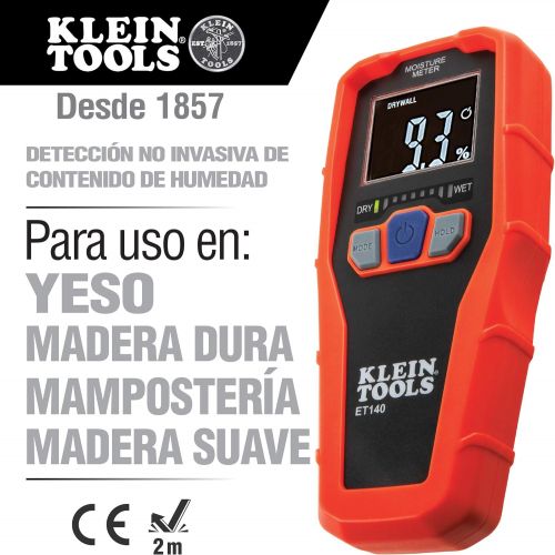  [아마존베스트]Klein Tools ET140 Pinless Moisture Meter for Non-Destructive Moisture Detection in Drywall, Wood, and Masonry; Detects up to 3/4-Inch Below Surface