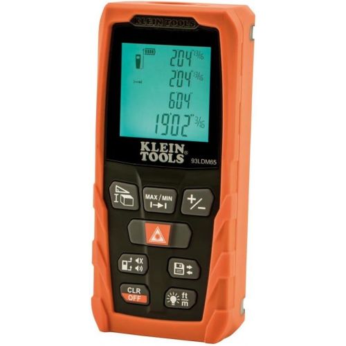  [아마존베스트]Klein Tools 93LDM65 Laser Distance Measure 98-Foot, Digital Backlit LCD, Distance, Area, Volume, Pythagorean