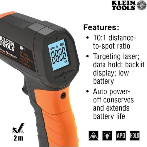  Klein Tools IR1 Infrared Thermometer, Digital Laser Gun is Non-Contact Thermometer with a Temperature Range -4 to 752-Degree Fahrenheit