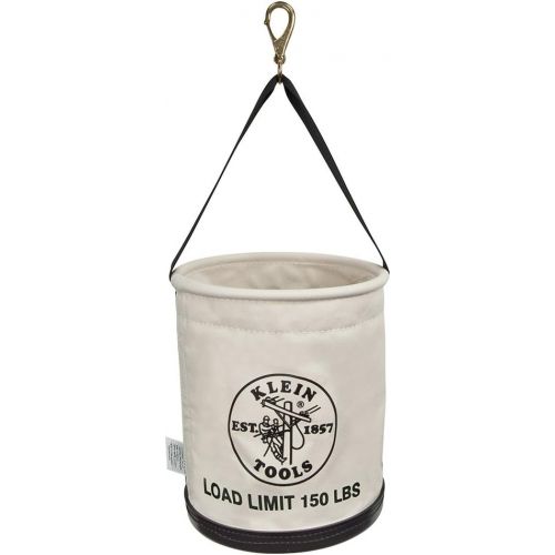  Klein Tools 5109SLR Canvas Bucket, All-Purpose Tool Bucket with Plastic Bottom with Drain Holes, Work Bucket is Load Rated Up to 150-Pounds