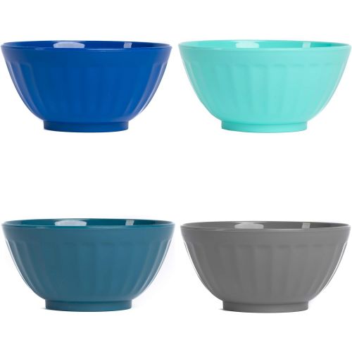 [아마존베스트]Klickpick Home 6 Inch Plastic Bowls Set of 8-28 ounce Large Plastic Cereal Bowls Microwave Dishwasher Safe Soup Bowls - BPA Free Kids Bowls 4 Coastal Colors (2 of Each Color)