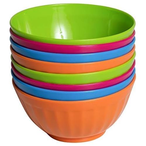  [아마존베스트]Klickpick Home 6 Inch Plastic Bowls Set of 8-28 ounce Large Plastic Cereal Bowls Microwave Dishwasher Safe Soup Bowls - BPA Free Bowls 4 Bright Colors (2 of Each Color)