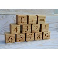 KlikKlakBlocks 2 Handmade Wooden Math Blocks, Christmas or Baby Shower Gift, Educational Number Blocks, Engraved Numbered Cubes, Counting Blocks
