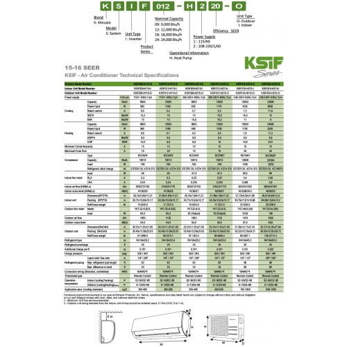  Klimaire KSIF012-H115-S 12,000 BTU 16 Seer Ductless Mini-Split Inverter Air Conditioner Heat Pump System with 15. Installation Kit (115V), 12,000 BTU - 115 V