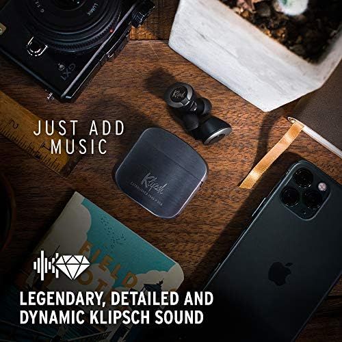 클립쉬 Klipsch T5 II True Wireless Bluetooth 5.0 Earphones in Gunmetal with Transparency Mode, Beamforming Mics, Best Fitting Ear Tips, and 32 Hours of Battery Life in a Slim Charging Cas