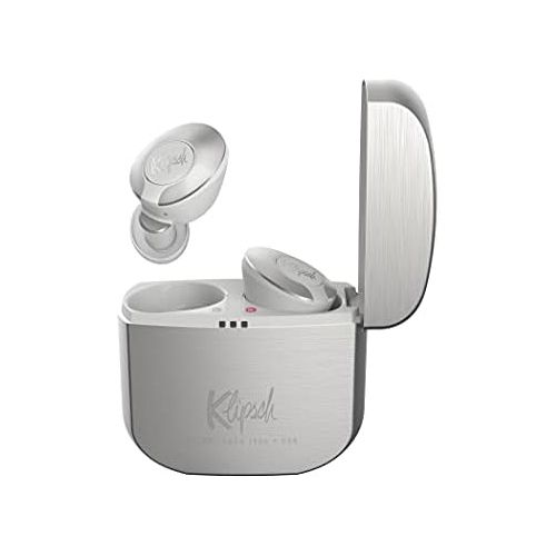 클립쉬 Klipsch T5 II True Wireless Bluetooth 5.0 Earphones in Silver with Transparency Mode, Beamforming Mics, Best Fitting Ear Tips, and 32 Hours of Battery Life in a Slim Charging Case