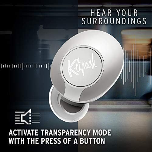 클립쉬 Klipsch T5 II True Wireless Bluetooth 5.0 Earphones in Silver with Transparency Mode, Beamforming Mics, Best Fitting Ear Tips, and 32 Hours of Battery Life in a Slim Charging Case