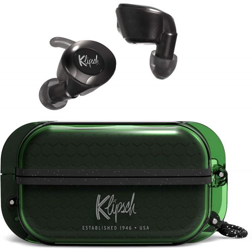 클립쉬 Klipsch T5 II True Wireless Sport Earphones in Green with Dust/Waterproof Case & Earbuds, Best Fitting Ear Tips, Ear Wings, 32 Hours of Battery Life, and Wireless Charging Case