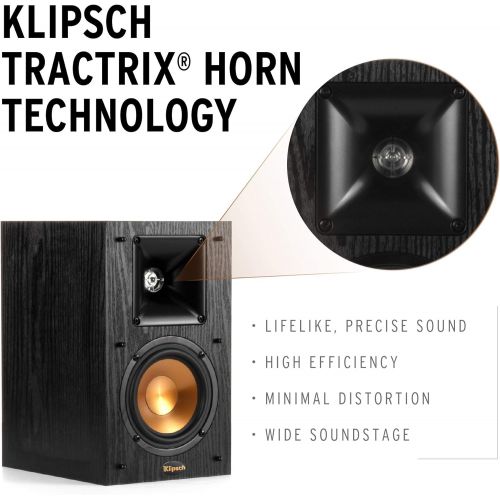 클립쉬 Klipsch Synergy Black Label B-100 Bookshelf Speaker Pair with Proprietary Horn Technology, a 4” High-Output Woofer and a Dynamic .75” Tweeter for Surrounds or Front Speakers in Bla