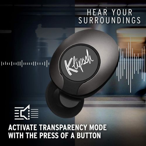 클립쉬 Klipsch T5 II True Wireless Bluetooth 5.0 Earphones in Gunmetal with Transparency Mode, Beamforming Mics, Best Fitting Ear Tips, and 32 Hours of Battery Life in a Slim Charging Cas