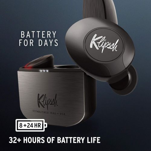 클립쉬 Klipsch T5 II True Wireless Bluetooth 5.0 Earphones in Gunmetal with Transparency Mode, Beamforming Mics, Best Fitting Ear Tips, and 32 Hours of Battery Life in a Slim Charging Cas