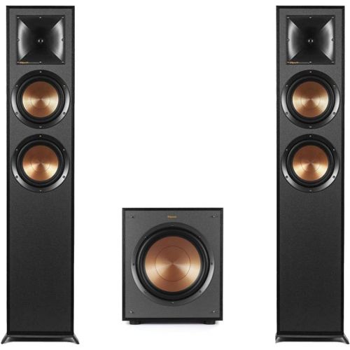 클립쉬 (1 Pair) Klipsch R-625FA Powerful Detailed Floorstanding Home Speaker Set of 1 Black + Klipsch R-100SW Powerful Detailed Home Speaker Set of 1 Black Bundle