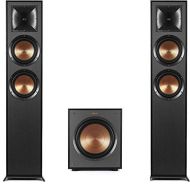 (1 Pair) Klipsch R 625FA Powerful Detailed Floorstanding Home Speaker Set of 1 Black + Klipsch R 100SW Powerful Detailed Home Speaker Set of 1 Black Bundle