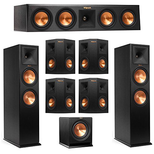 클립쉬 Klipsch 7.1 System with 2 RP 280F Tower Speakers, 1 RP 440C Center Speaker, 4 Klipsch RP 240S Surround Speaker, 1 Klipsch R 110SW Subwoofer + AudioQuest Bundle