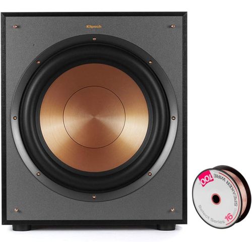 클립쉬 Klipsch 1065957 Reference Series R 100SW 10 inch 300W Subwoofer Bundle with Deco Gear 100ft Long 16 AWG Speaker Wire