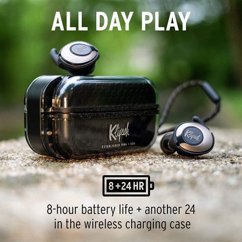 클립쉬 Klipsch T5 II True Wireless Sport Headphones with Waterproof Earphones Case (Black) and Built in Microphone w/Clear Voice Chat Bundle Including Deco Gear Power Bank 8000 mAh with W