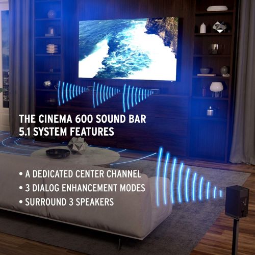 클립쉬 Klipsch Cinema 600 5.1 Sound Bar Surround Sound System with Discrete Surround 3 Speakers