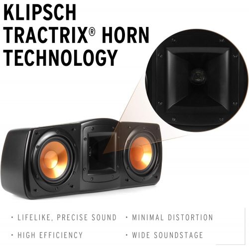 클립쉬 Klipsch Synergy Black Label C 200 Center Channel Speaker for Crystal Clear Dialogue and Vocals with Proprietary Horn Technology, Dual 5.25” High Output Woofers, and Dynamic 1” Twee