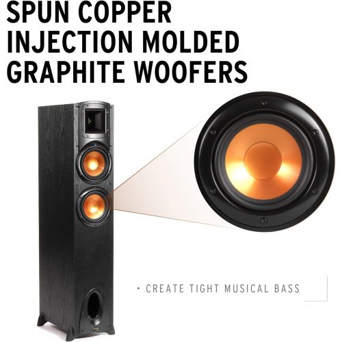 클립쉬 Klipsch Synergy Black Label F 200 Floorstanding Speaker with Proprietary Horn Technology, Dual 6.5” High Output Woofers, with Room Filling Sound in Black