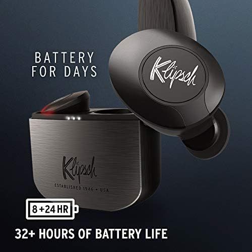 클립쉬 Klipsch T5 II True Wireless Bluetooth 5.0 Earphones in Gunmetal with Transparency Mode, Beamforming Mics, Best Fitting Ear Tips, and 32 Hours of Battery Life in a Slim Charging Cas