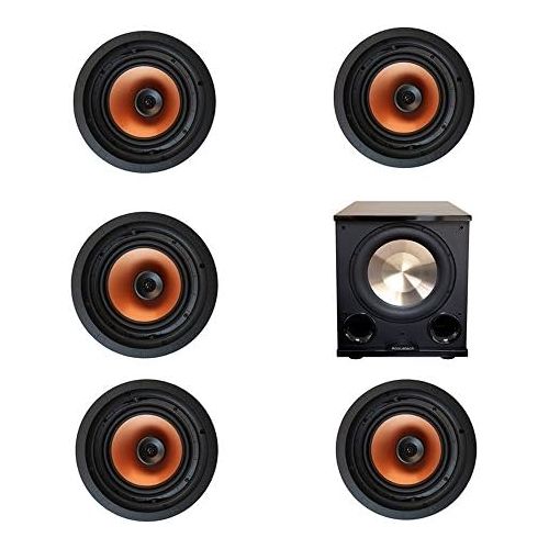 클립쉬 Klipsc h Klipsch 5.1 In-Wall System with with 5 CDT-3800-C II In-Ceiling Speakers, 1 BICAcoustech Platinum Series PL-200 II Subwoofer