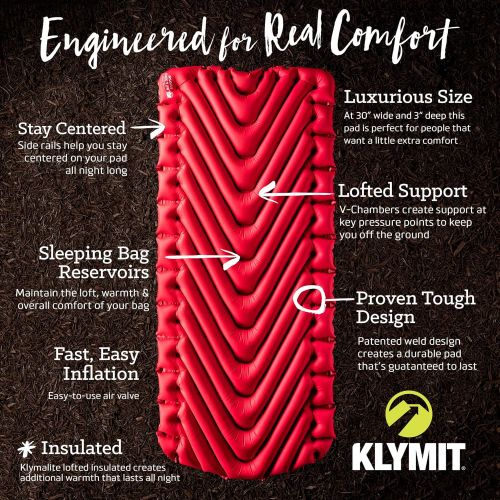  Klymit Static V Luxe Sleeping Pad, Extra Wide