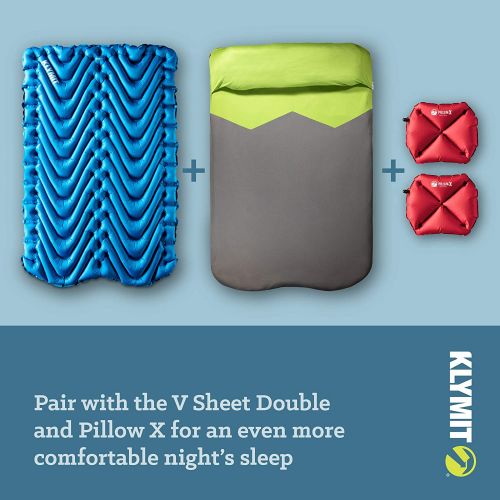  KLYMIT Double V Sleeping Pad, 2 Person, Double Wide (47 inches), Lightweight Comfort for Car Camping, Two Person Tents, Travel, and Backpacking