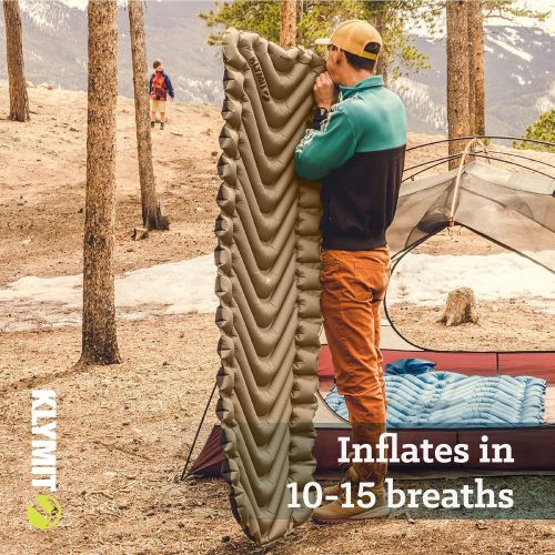  Klymit Insulated Static V Sleeping Pad, Lightweight, 2.5 Inches Thick, Sleep Comfort for Backpacking, Cold Weather Camping and Hiking, Inflatable Camping Mattress