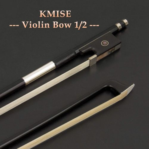  Kmise Violin Bow Stunning Bow Carbon Fiber for Violins (1/2, Black)