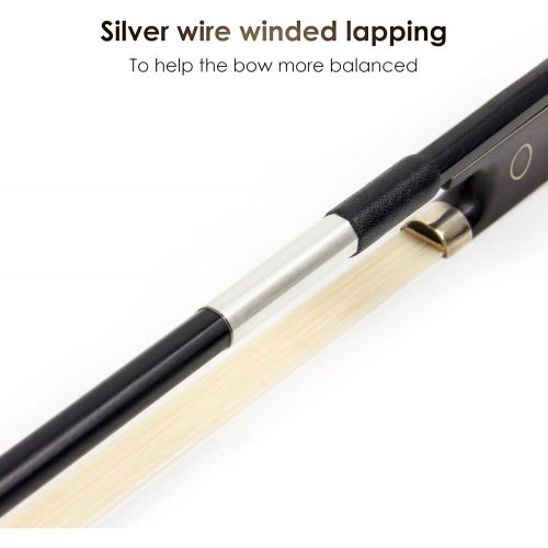  Kmise Violin Bow Stunning Bow Carbon Fiber for Violins (1/2, Black)