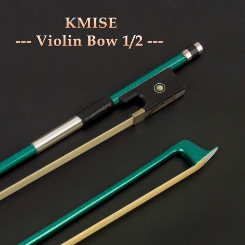  Kmise Violin Bow Stunning Bow Carbon Fiber for Violins (1/2, Green)