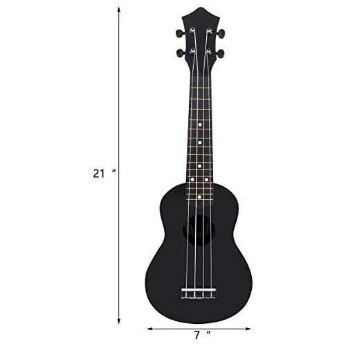  [아마존베스트]Kmise Soprano Ukulele for Beginners Kids Black ukulele 21 inch ukelele Birthday Chrismas gift kit with Bag Picks String