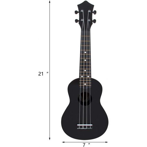  [아마존베스트]Kmise Soprano Ukulele for Beginners Kids Black ukulele 21 inch ukelele Birthday Chrismas gift kit with Bag Picks String