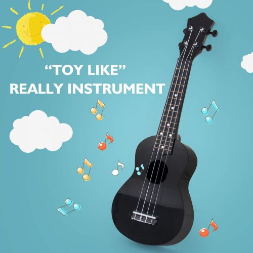  [아마존베스트]Kmise Soprano Ukulele for Beginners Kids Black ukulele 21 inch ukelele Birthday Chrismas gift kit with Bag Picks String