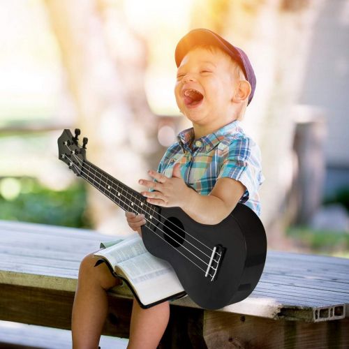  [아마존베스트]Kmise Soprano Ukulele for Beginners Kids Black ukulele 21 inch ukelele Birthday Chrismas gift kit with Bag Picks String