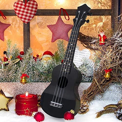  [아마존베스트]Kmise Soprano Ukulele for Beginners Kids Black ukulele 21 inch ukelele Birthday Chrismas gift kit with Bag Picks String