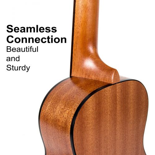  [아마존베스트]Kmise Deluxe Top Solid Spruce ukulele concert ukulele 24 hawaii guitar w/bag and digital tuner (UK-24)