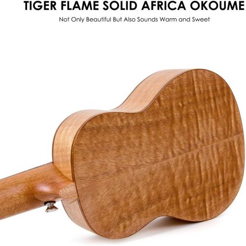  [아마존베스트]Classical Ukulele Kit Tiger Flame Okoume Wood for Beginner and Professional Player By Kmise (21 Inch Soprano)