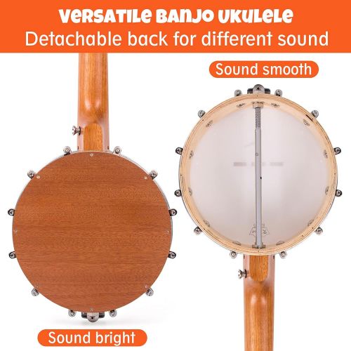  [아마존베스트]Kmise Banjo Ukulele Concert Size 23 Inch With Bag Tuner Strap Strings Pickup Picks Ruler Wrench Bridge (Black)