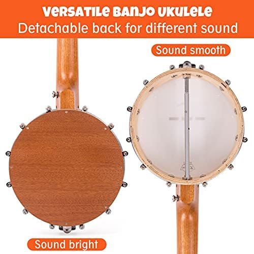  [아마존베스트]Kmise Banjo Ukulele Concert Size 23 Inch With Bag Tuner Strap Strings Pickup Picks Ruler Wrench Bridge (Brown)