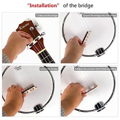  [아마존베스트]Kmise 4 String Banjo Ukulele Banjo lele Uke Concert 23 Inch Size Sapele with Bag Tuner