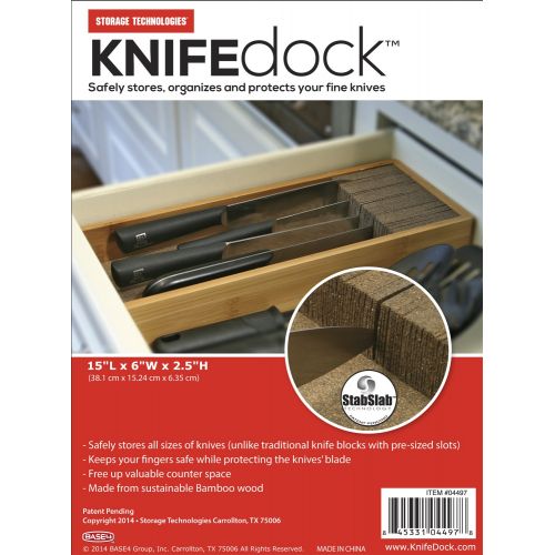  Knife Dock Knifedock - In-drawer Kitchen Knife Storage - The Cork Composite Material Never Dulls Your Blades. Great Gift for Any Chef! Enables you to Easily Identify Your Knives At a Glance.